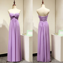 Light Purple Empire Sweetheart Bridesmaid Dresses with Ruching, Simple Chiffon Prom Dresses