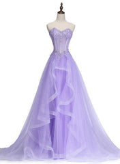 Light Purple Tulle Sweetheart Long Party Dress A-line Tulle Formal Dress prom dresses shops