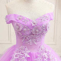 Lilac Off the Shoulder Quinceanera Dresses Ball Gown with Appliqued