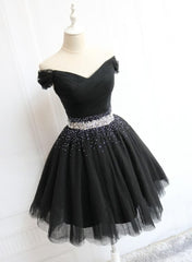 Little Black Homecoming Dresses  Tulle Cute Short Formal Dresses