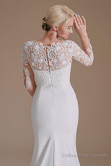 Long Sleeve Beaded French 3D Floral Lace Fishtail Elegant Bridal dresses