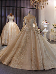 Long Sleeve Sequins Backless Beading Appliques Wedding Dresses