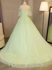 Lovely Green Tulle Long Formal Dress Party Dresses, Green Evening Gown Prom Dress