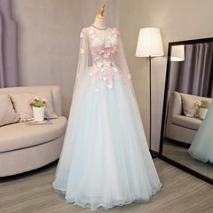 Lovely Light Blue A-line Floor Length Formal Dresses, Sweet 16 Gowns