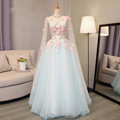 Lovely Light Blue A-line Floor Length Formal Dresses, Sweet 16 Gowns