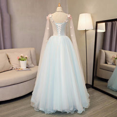 Lovely Light Blue A-line Floor Length Formal Dresses, Sweet 16 Gowns