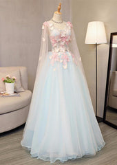 Lovely Light Blue A-line Floor Length Formal Dresses, Sweet 16 Gowns