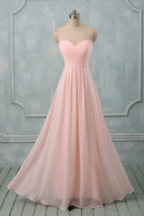 Lovely Light Pink Sweetheart Long Bridesmaid Dresses, Long Prom Dresses