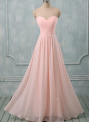 Lovely Light Pink Sweetheart Long Bridesmaid Dresses, Long Prom Dresses