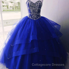 Luxurious Crystal Beaded Bodice Corset Organza Layered Quinceanera Dresses