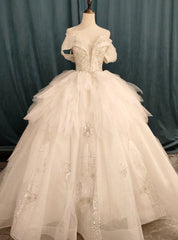 Luxury Tulle Sequins Off the Shoulder Wedding Dresses With Train