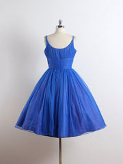 Royal Blue Spaghetti straps Tulle A-line Short Prom Dress