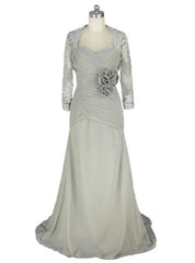 Mermaid Beaded Lace Flower Sliver Mother Of The Bride Dresses