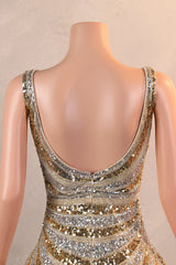 Mermaid Deep V Neck Golden Long Prom Dresses with Silt