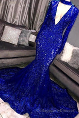 Mermaid High Neck Long Sleeves Prom Dress