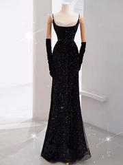 Mermaid Long Prom Dresses New Arrival Sexy Black Slit Evening Dresses