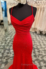 Mermaid Long Red Prom Dress with Rhinestones,Royal Blue Bodycon Dresses