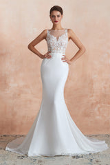 Mermaid See-Through Chiffon Wedding Dresses with Appliques