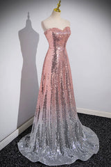 Mermaid Sequins Long Prom Dresses, Sparkling Sweetheart Neckline Ombre Evening Dresses