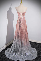 Mermaid Sequins Long Prom Dresses, Sparkling Sweetheart Neckline Ombre Evening Dresses