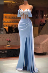 Mermaid Sweetheart Strap Sleeveless Beading Floor-length High Split Prom Dresses