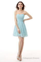 Mint Green Pleated Lace Short Homecoming Dresses