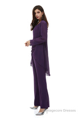 Mother of The Bride Dresses Pants Suit Long Sleeves with Jacket Outfit