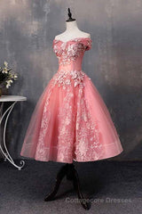 A-line Off-Shoulder Short Prom Dresses Appliques Sweet 16 Gown