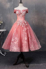 A-line Off-Shoulder Short Prom Dresses Appliques Sweet 16 Gown