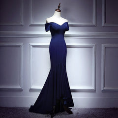 Navy Blue Mermaid Sweetheart Long Evening Dresses, Blue Prom Dresses