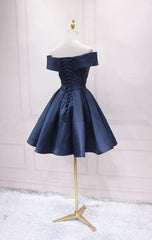 Navy Blue Satin Homecoming Dresses Party Dresses Sweetheart Prom Dresses prom Dresses shops