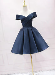 Navy Blue Satin Homecoming Dresses Party Dresses Sweetheart Prom Dresses prom Dresses shops