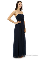 Navy Blue Sweetheart Chiffon With Pleats Bridesmaid Dresses