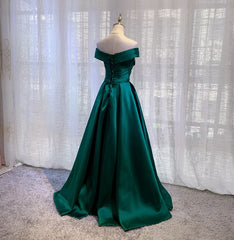 Off Shoulder Satin Simple Sweetheart Long Prom Dresses, A-line Party Dresses Formal Dresses