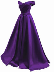 Off Shoulder Satin Simple Sweetheart Long Prom Dresses, A-line Party Dresses Formal Dresses