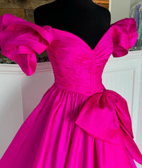 Off the Shoulder Long Prom Dress with Bow