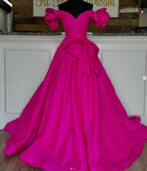 Off the Shoulder Long Prom Dress with Bow