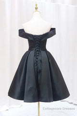 Off the Shoulder Short Black Prom Dresses, Off Shoulder Short Black Formal Graduation Dresses