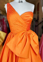 One Shoulder Long Prom Dresses with Bow