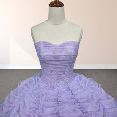 Organza Ball Gown Sweetheart Lavender Pleats Party Dresses