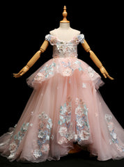 Pink Ball Gown Tulle Applqiues Off The Sholuder Princess Dresses