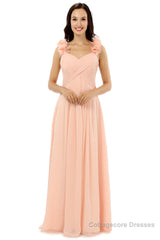 Pink Chiffon Halter Backless With Pleats Bridesmaid Dresses