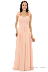 Pink Chiffon Halter Backless With Pleats Bridesmaid Dresses