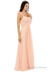 Pink Chiffon Halter Backless With Pleats Bridesmaid Dresses