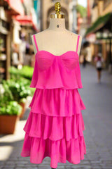 Pink Homecoming Dresses Sweetheart A-line Spaghetti Straps Mini Cocktail Party Dresses for Teens