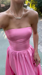 Pink Leg Split Prom Dress,Women Sexy Elegant Party Dresses