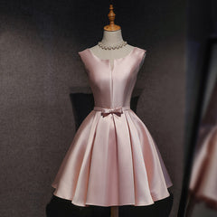 Pink Satin Short Party Dresses , Lovely Satin Homecoming Dresses