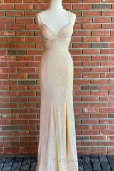 Stunning Straps Sequined Mermaid Long Prom Dress