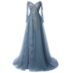 A-Line/Princess Tulle Long Sleeves Sweetheart 2025 Prom Dresses