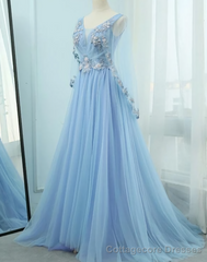 Beautiful Tulle Light Blue Floor Length Prom Dress, New Party Dress